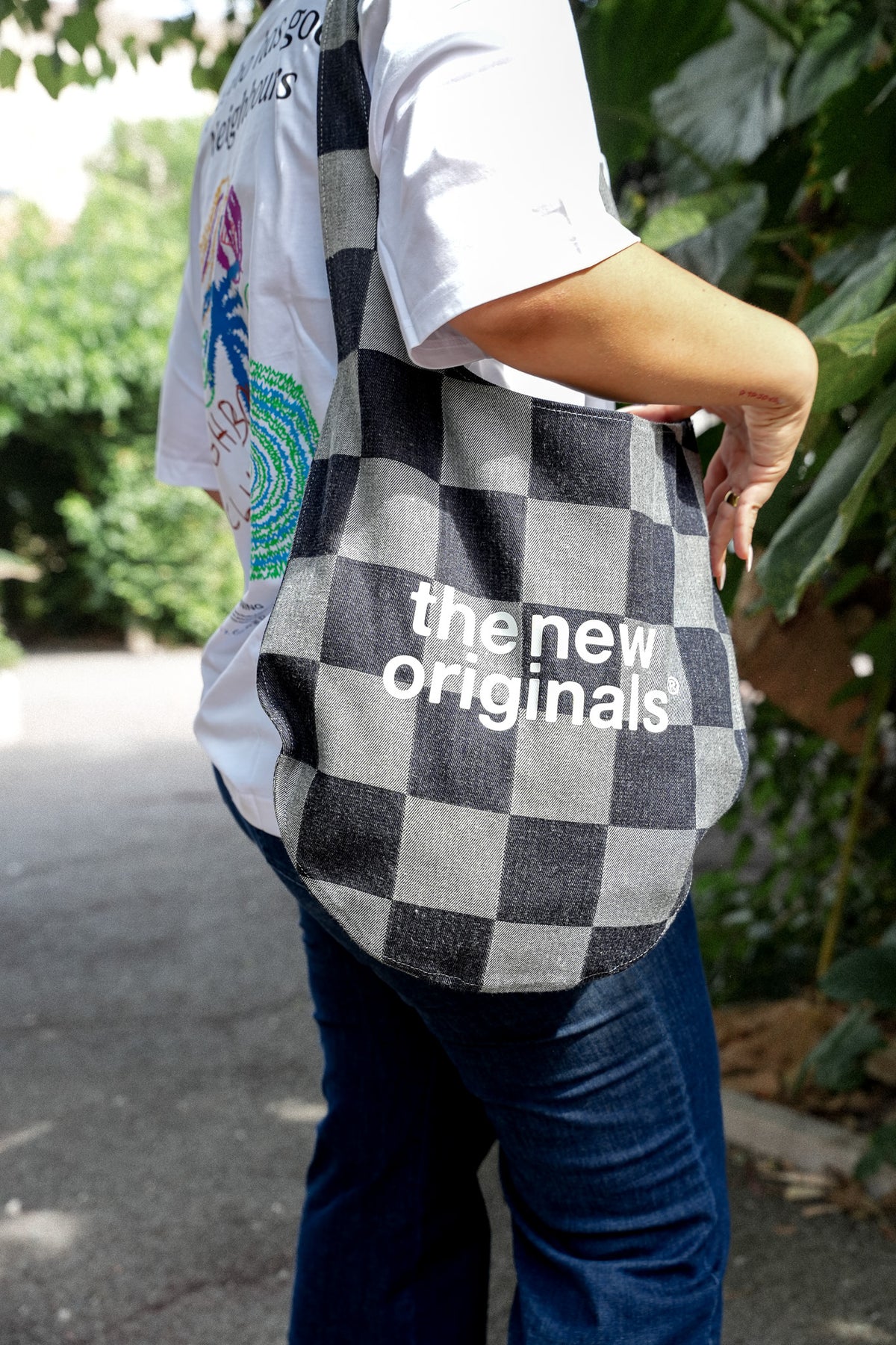 Sac Emblem Checkered Raw Denim
