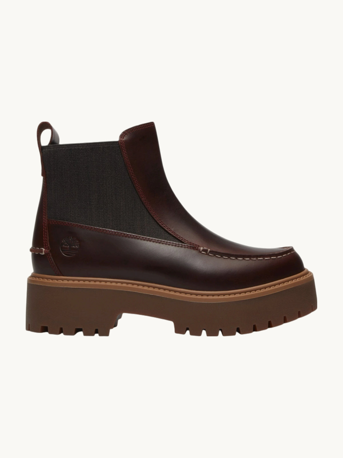 Bottines Stone Street Mid Chelsea bordeaux cuir plein feuillet