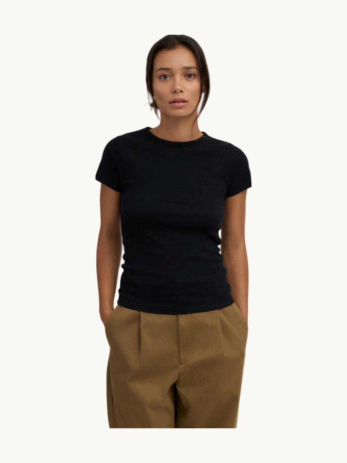 Organic Rib SS T-Shirt Deep Black