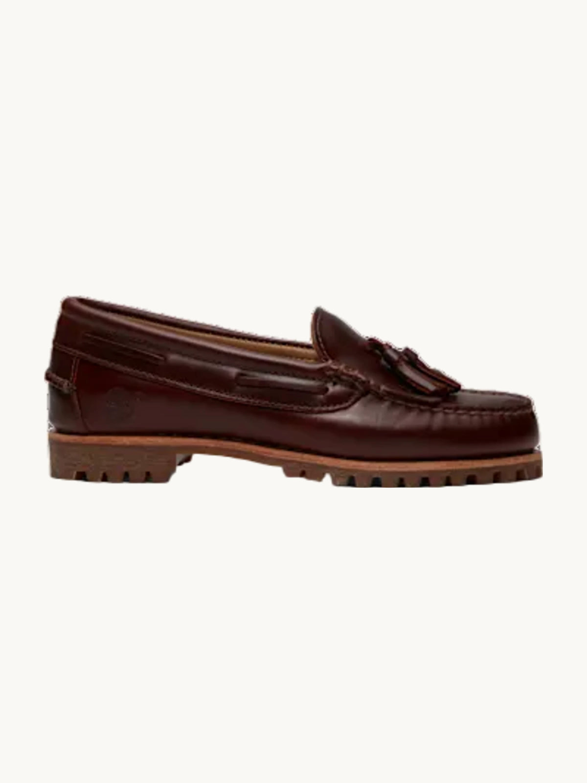 Chaussures loafer bourgogne cuir plein feuillet
