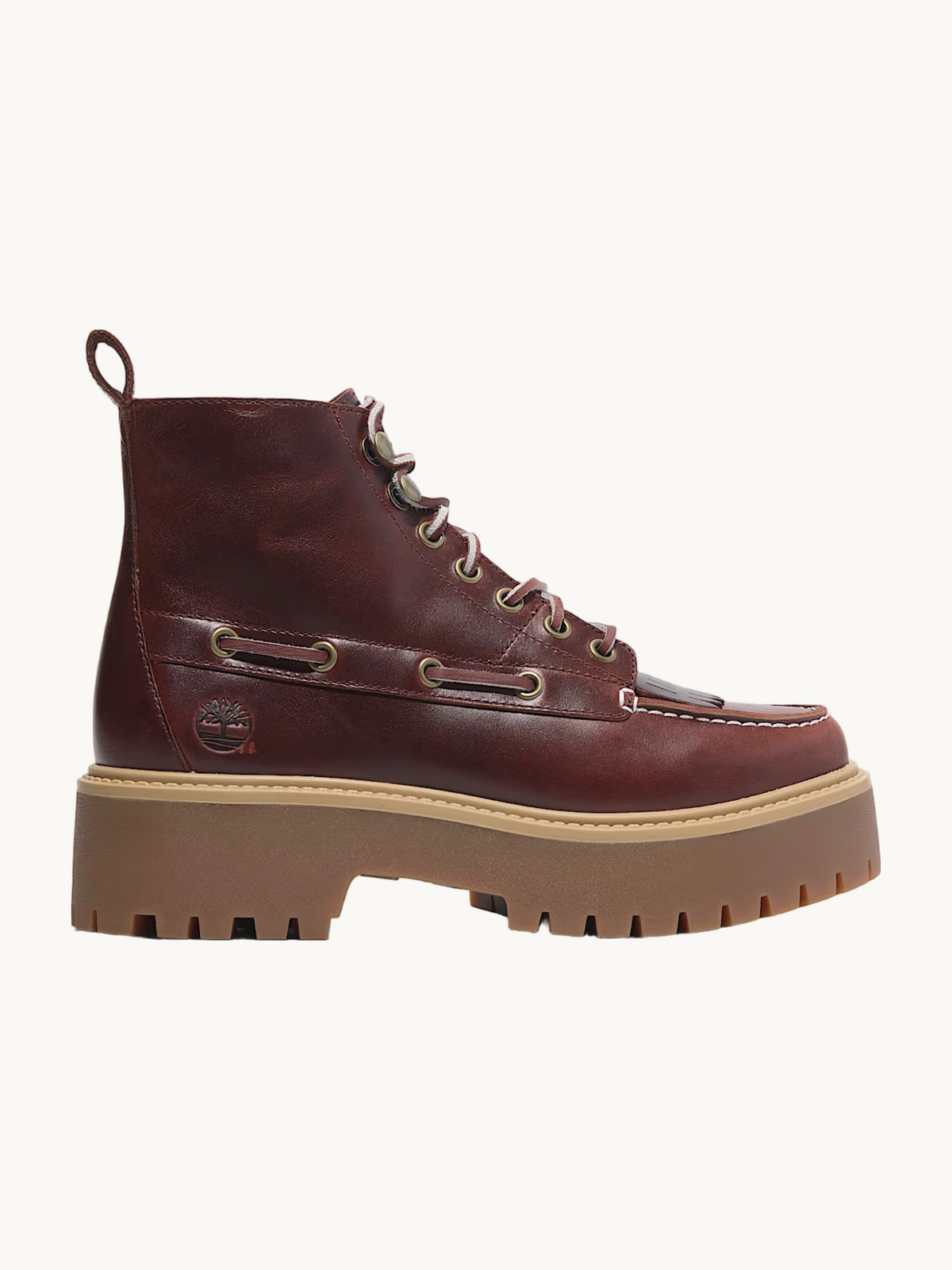 Bottines mi-hautes Stone Street bordeaux cuir plein feuillet