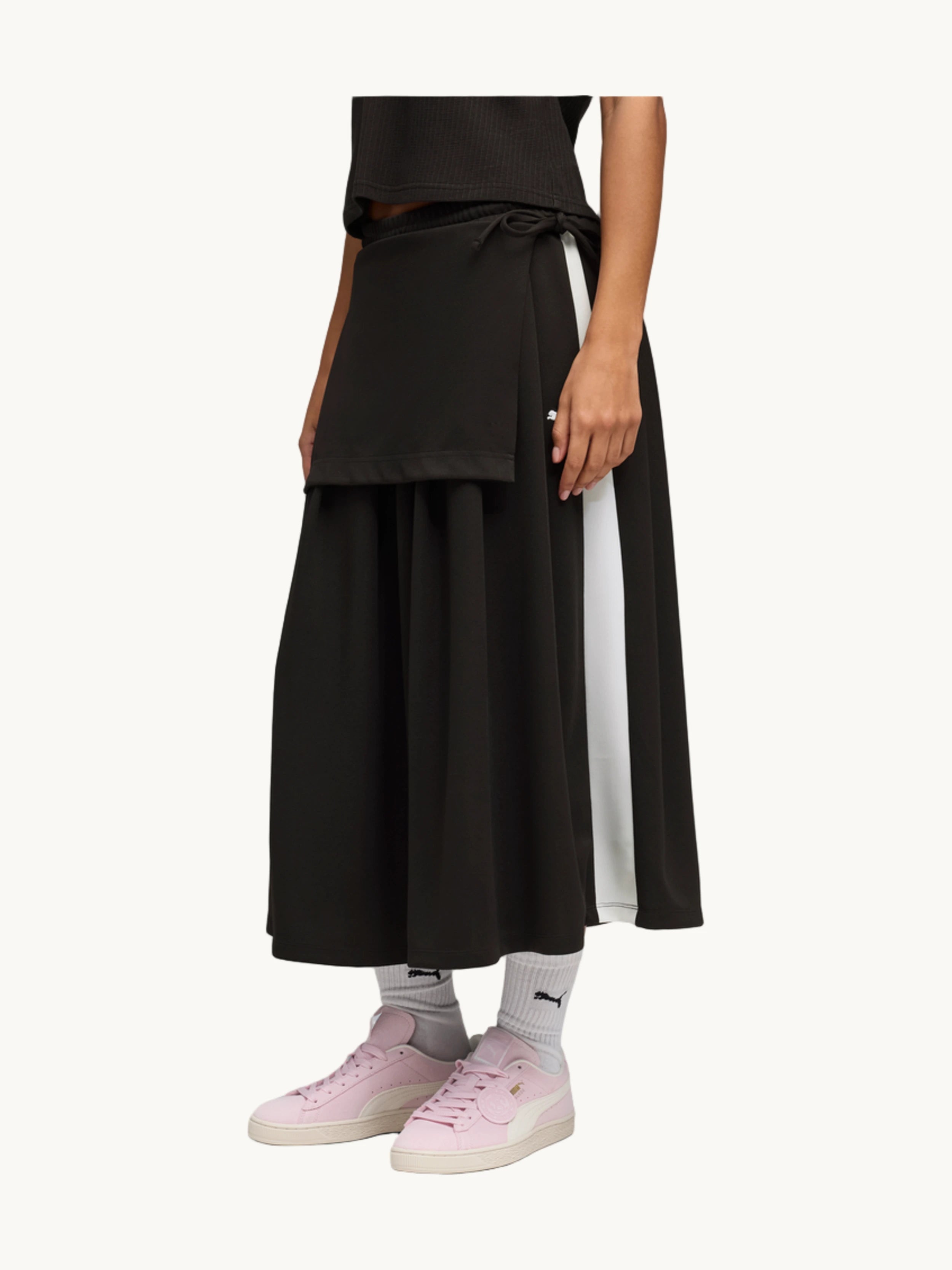 Jupe midi plissée T7 noire