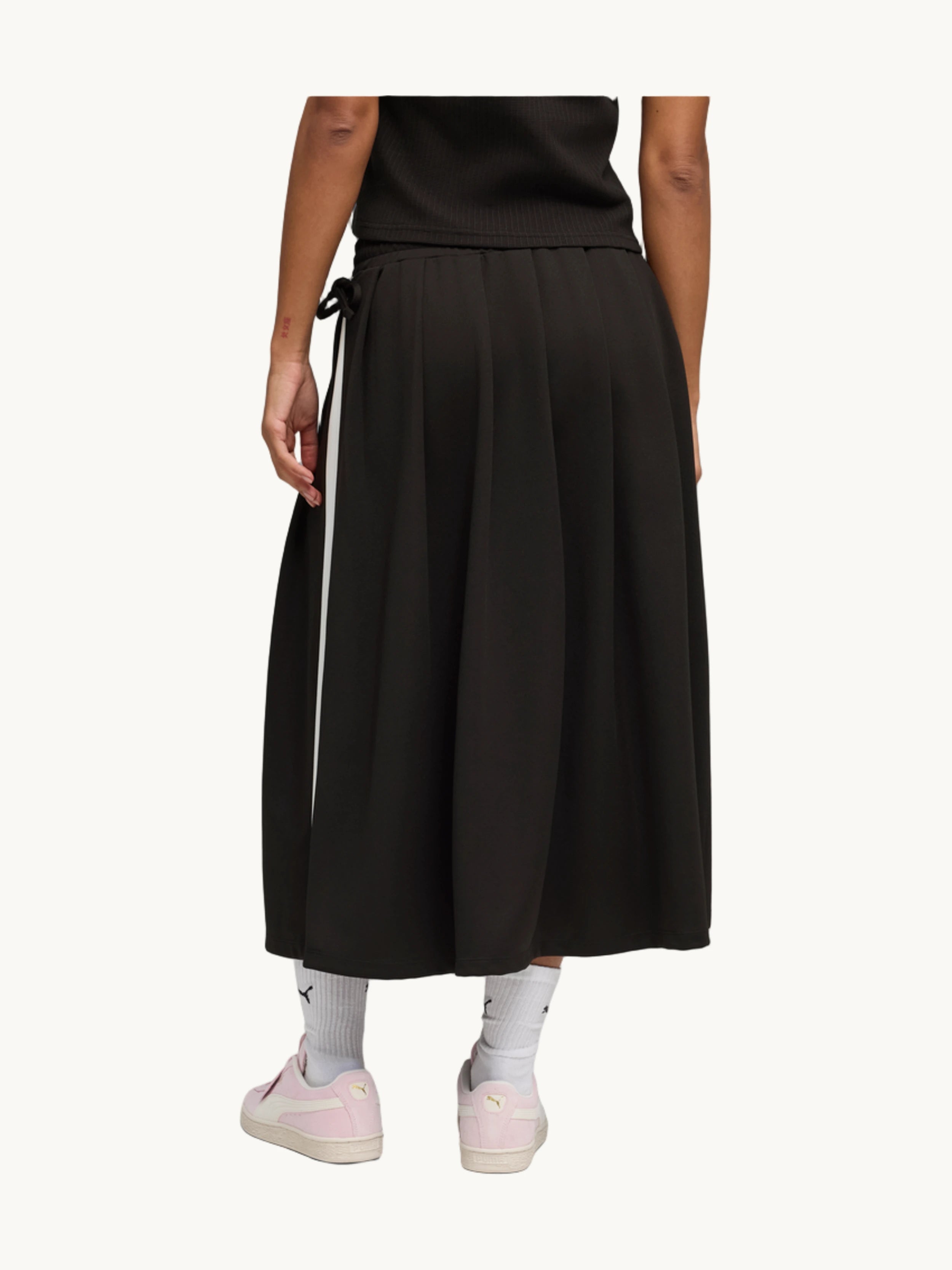 Jupe midi plissée T7 noire