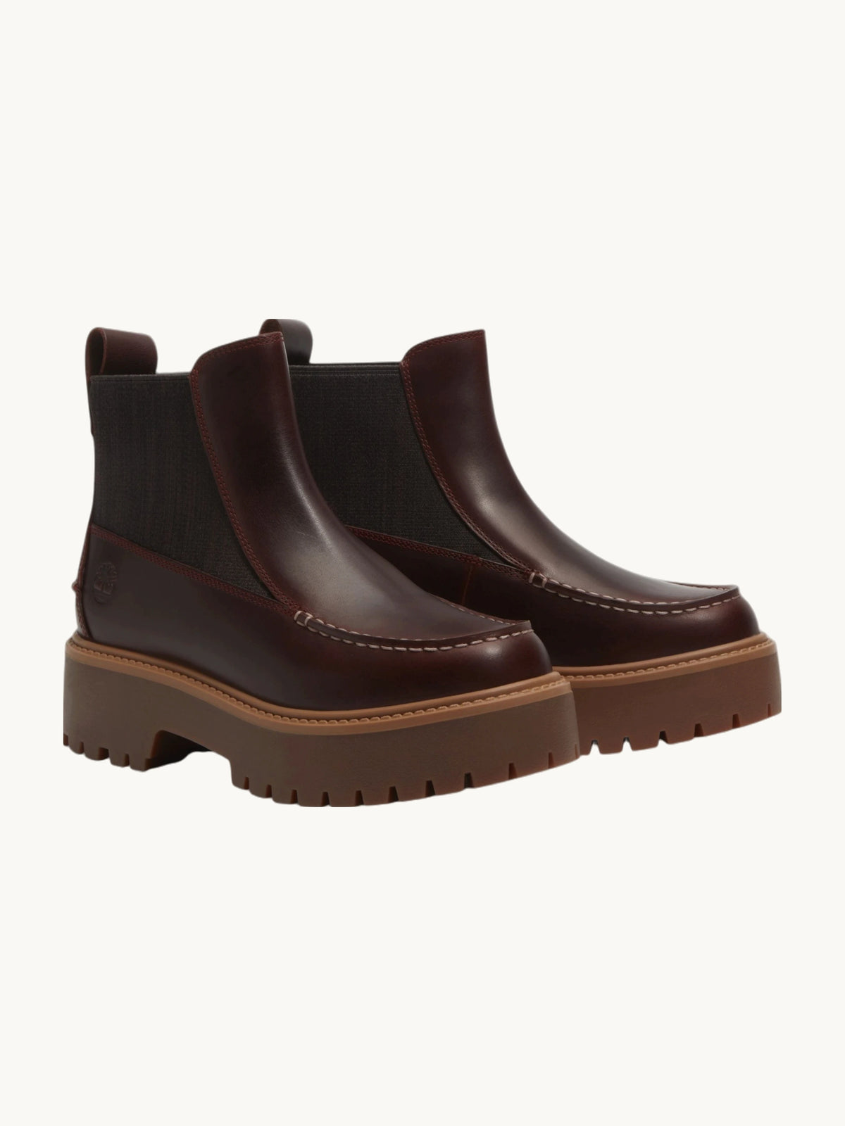 Bottines Stone Street Mid Chelsea bordeaux cuir plein feuillet