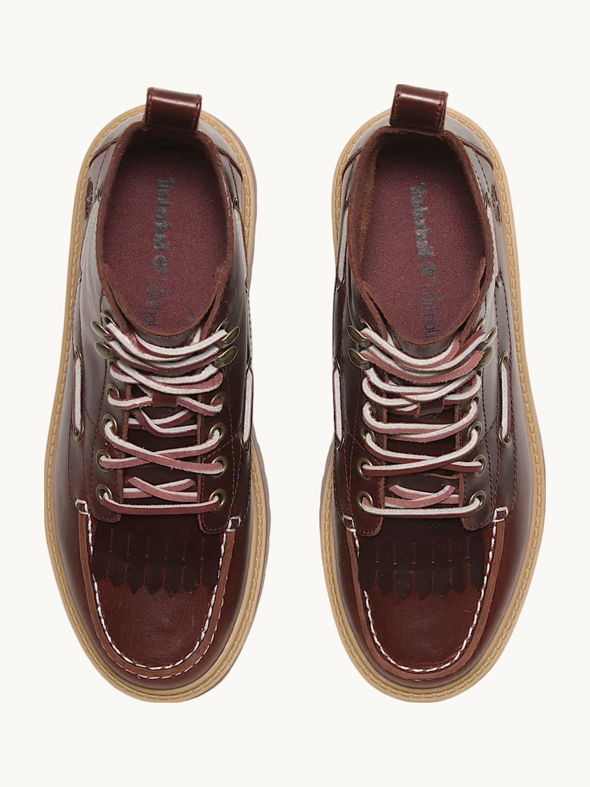 Bottines mi-hautes Stone Street bordeaux cuir plein feuillet