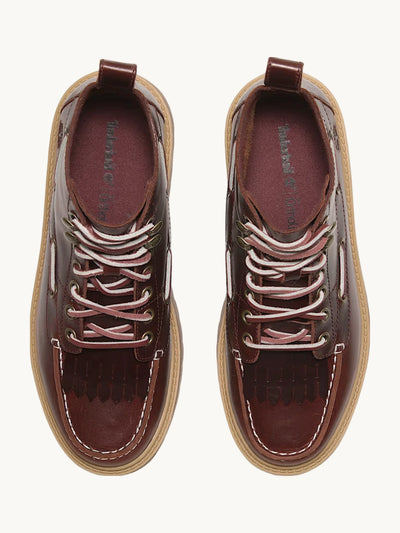 Bottines mi-hautes Stone Street bordeaux cuir plein feuillet