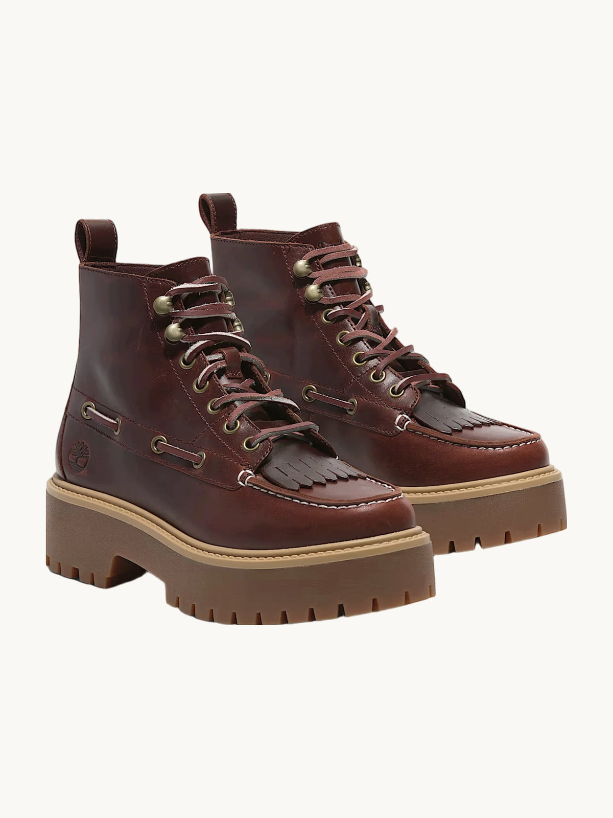 Bottines mi-hautes Stone Street bordeaux cuir plein feuillet